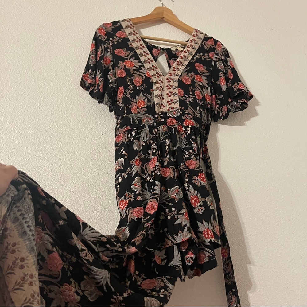 Miami Black and Red Floral Maxi Dress/romper size Small NWT - Picture 3 of 11